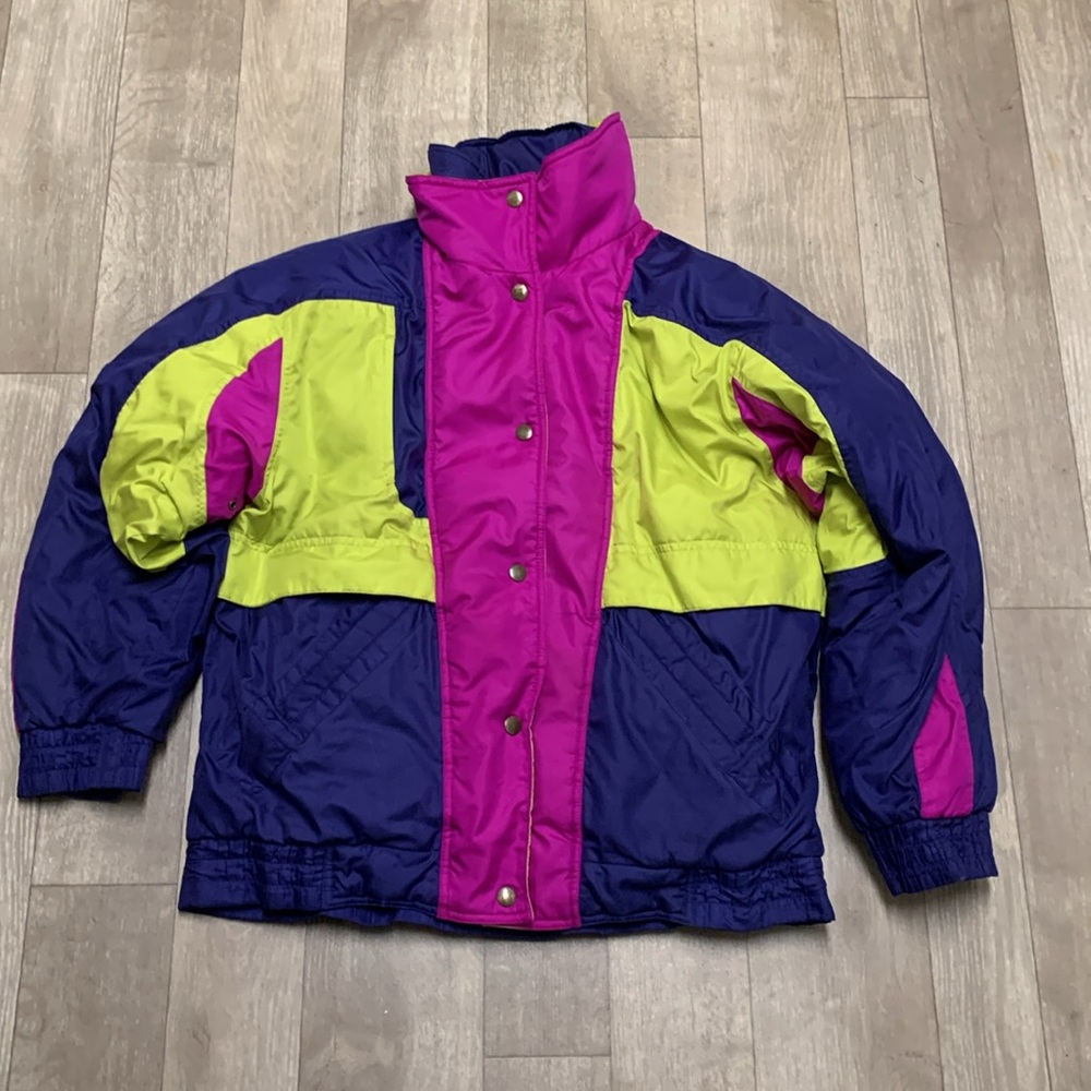 Vintage Profile Ski‎ Retro Color Block Full Zip Winter Snow Jacket Womens